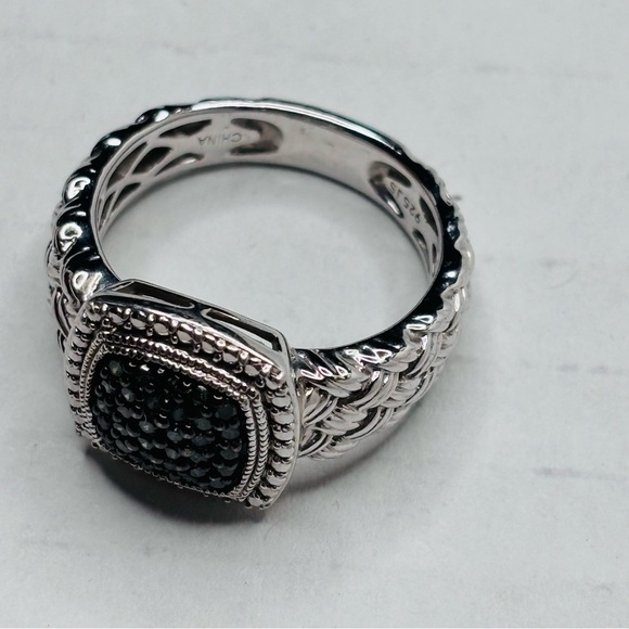 AFFINITY Vintage 925 Sterling Silver Pave Green Diamond Ring Size 8 - Picture 8 of 10